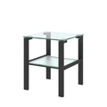 Glass Two Layer Tea Table, Small Round Table, Bedroom Corner Table, Living Room Black Side Table Black Glass