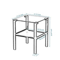 Glass Two Layer Tea Table, Small Round Table, Bedroom Corner Table, Living Room Grey Side Table Gray Glass