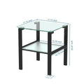 Glass Two Layer Tea Table, Small Round Table, Bedroom Corner Table, Living Room Black Side Table Black Glass