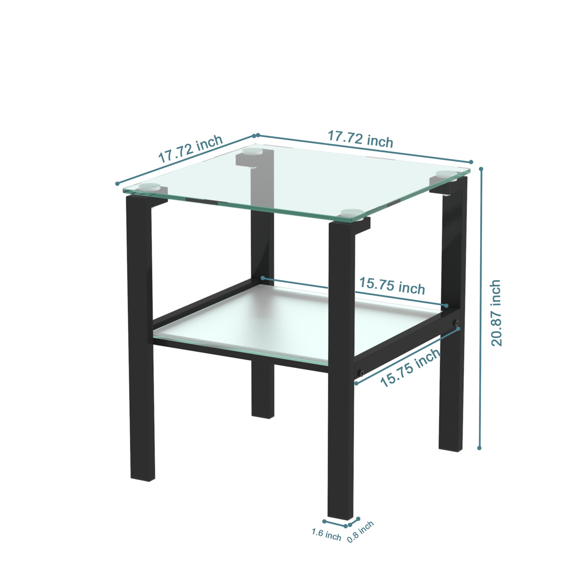 Glass Two Layer Tea Table, Small Round Table, Bedroom Corner Table, Living Room Black Side Table Black Glass