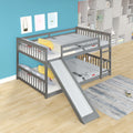 Full Over Full Bunk Bed With Slide And Ladder In Grey Color Grey Pine