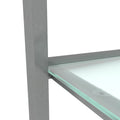 Glass Two Layer Tea Table, Small Round Table, Bedroom Corner Table, Living Room Grey Side Table Gray Glass