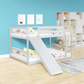 Full Over Full Bunk Bed With Slide And Ladder In White Color White Pine