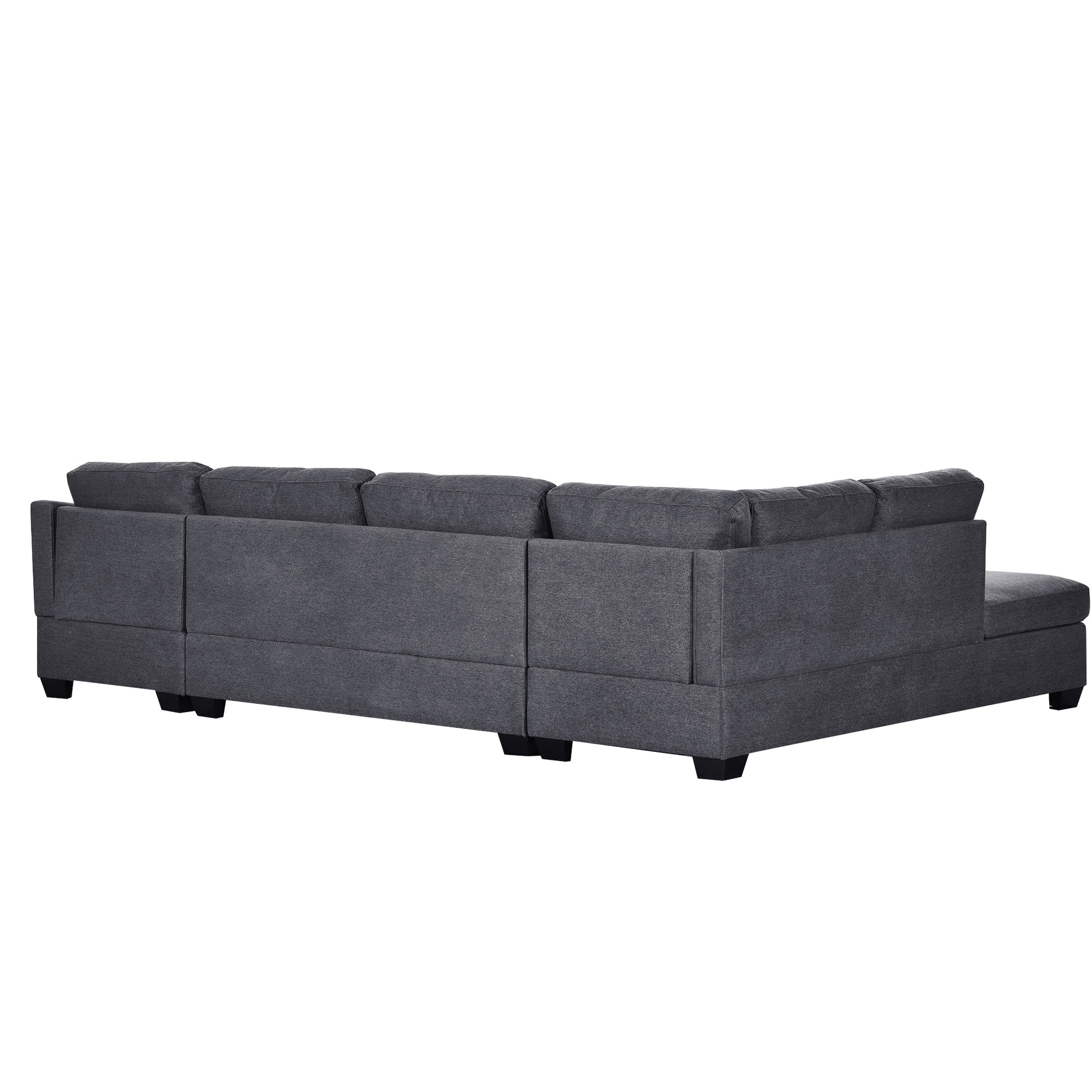 Ustyle Modern Large U Shape Sectional Sofa, Double Extra Wide Chaise Lounge Couch, Grey Gray Polyester