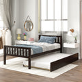 Twin Bed With Trundle, Platform Bed Frame With Headboard And Footboard, For Bedroom Small Living Space,No Box Spring Needed,Espresso Old Sku:W50440557 Twin Espresso Pine