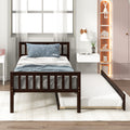 Twin Bed With Trundle, Platform Bed Frame With Headboard And Footboard, For Bedroom Small Living Space,No Box Spring Needed,Espresso Old Sku:W50440557 Twin Espresso Pine