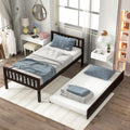 Twin Bed With Trundle, Platform Bed Frame With Headboard And Footboard, For Bedroom Small Living Space,No Box Spring Needed,Espresso Old Sku:W50440557 Twin Espresso Pine