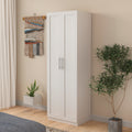 High Wardrobe And Kitchen Cabinet With 2 Doors And 3 Partitions To Separate 4 Storage Spaces, White White Mdf