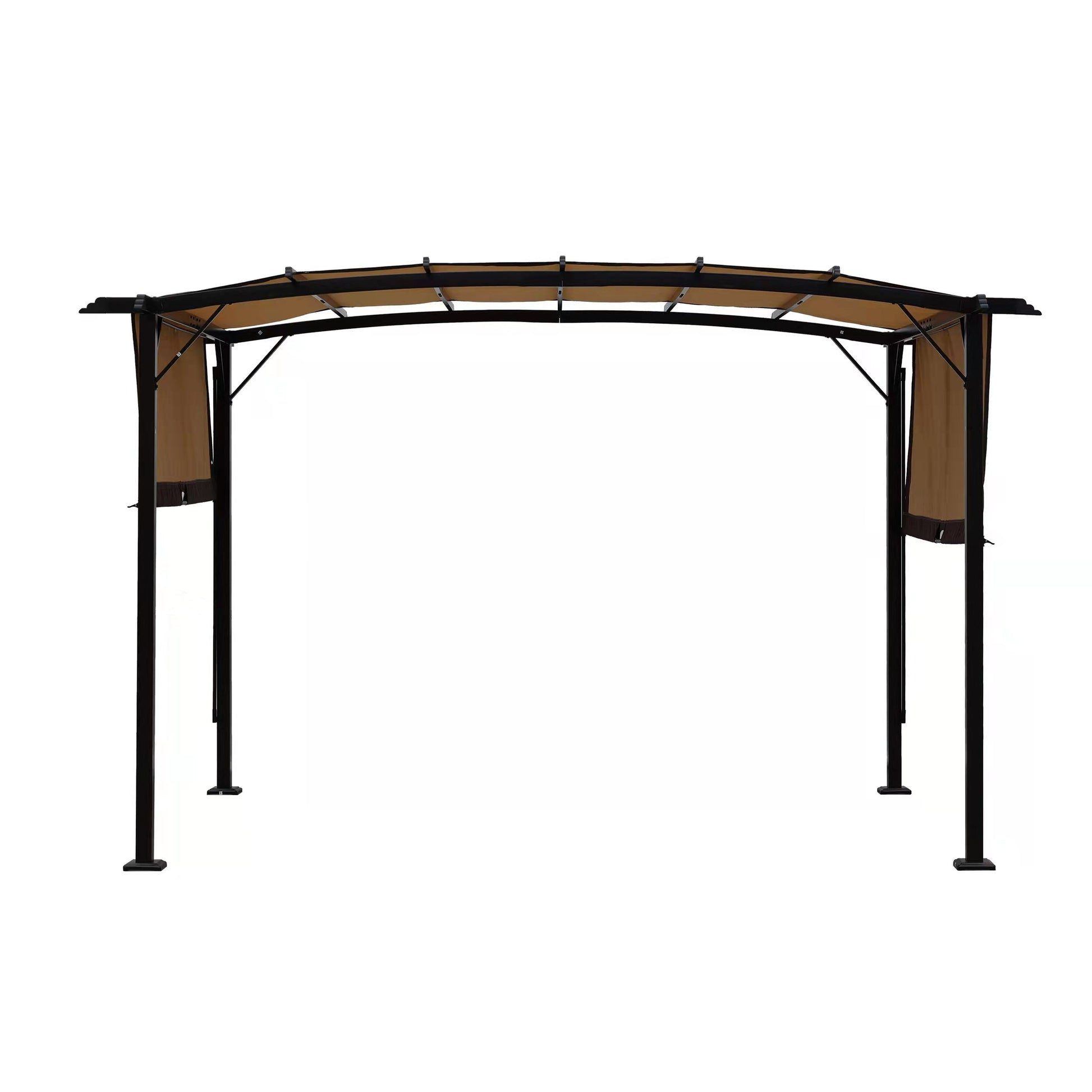 12 X 9 Ft Outdoor Pergola Patio Gazebo,Retractable Shade Canopy,Steel Frame Grape Gazebo,Sunshelter Pergola For Gardens,Terraces,Backyard Beige Same As W419S00017 Beige Brown Steel