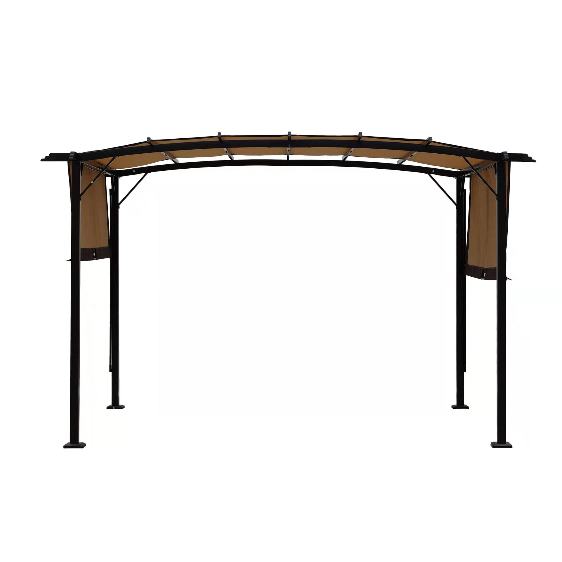 12 X 9 Ft Outdoor Pergola Patio Gazebo,Retractable Shade Canopy,Steel Frame Grape Gazebo,Sunshelter Pergola For Gardens,Terraces,Backyard Same As W419S00041 Beige Brown Steel