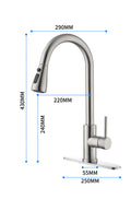 Single Handle High Arc Brushed Nickel Pull Out Kitchen Faucet,Single Level Stainless Steel Kitchen Sink Faucets With Pull Down Sprayer Brushed Nickel Stainless Steel