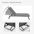 Outdoor 2 Pcs Set Chaise Lounge Chairs,Five Position Adjustable Aluminum Recliner,All Weather For Patio,Beach,Yard, Pool Grey Frame Dark Grey Fabric Gray Metal