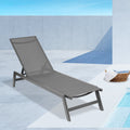 Outdoor Chaise Lounge Chair,Five Position Adjustable Aluminum Recliner,All Weather For Patio,Beach,Yard, Pool Grey Frame Dark Grey Fabric Gray Metal