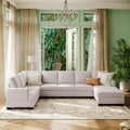 Ustyle Modern Large Upholstered U Shape Sectional Sofa, Extra Wide Chaise Lounge Couch, Beige Beige Polyester