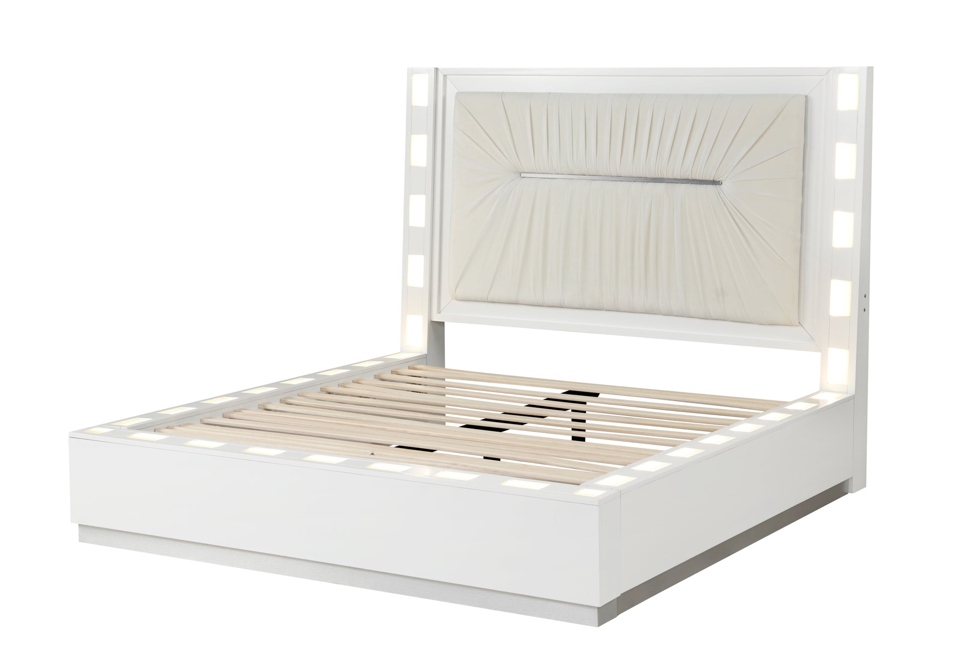 Coco Queen 4 Pc Led Bedroom Set Made With Wood In Milky White Box Spring Not Required Queen White Wood 4 Piece Set Bedroom Bed Included,Dresser Included,Mirror Included,Nightstand Included Contemporary,Modern Solid Wood Mdf Built In Lighting Wood