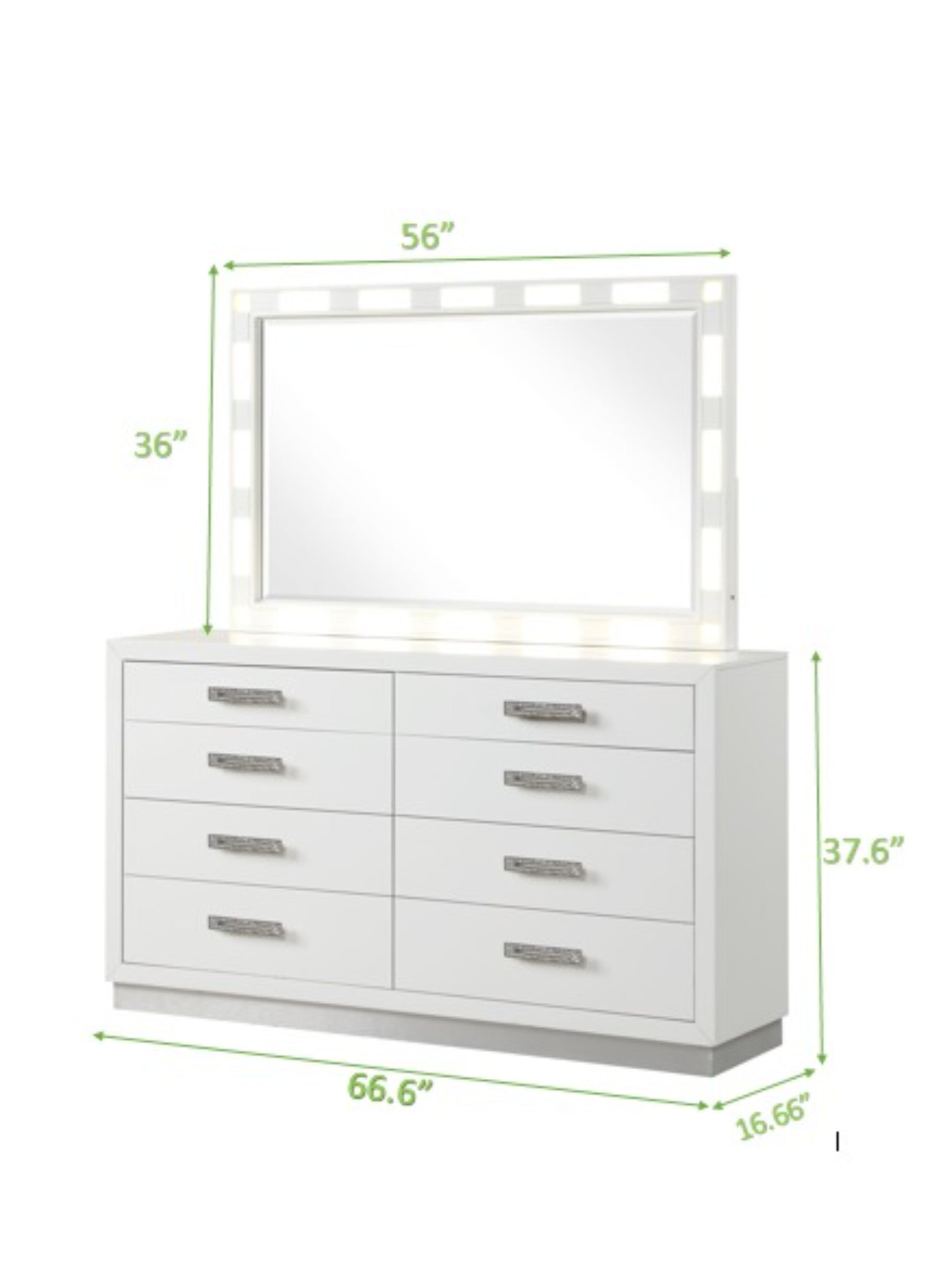 Coco Modern Style 8 Drawer Dresser Made With Wood In Milky White White Drawer 5 Drawers & Above Ball Bearing Glides Bedroom Contemporary,Modern White Solid Wood Mdf Wood