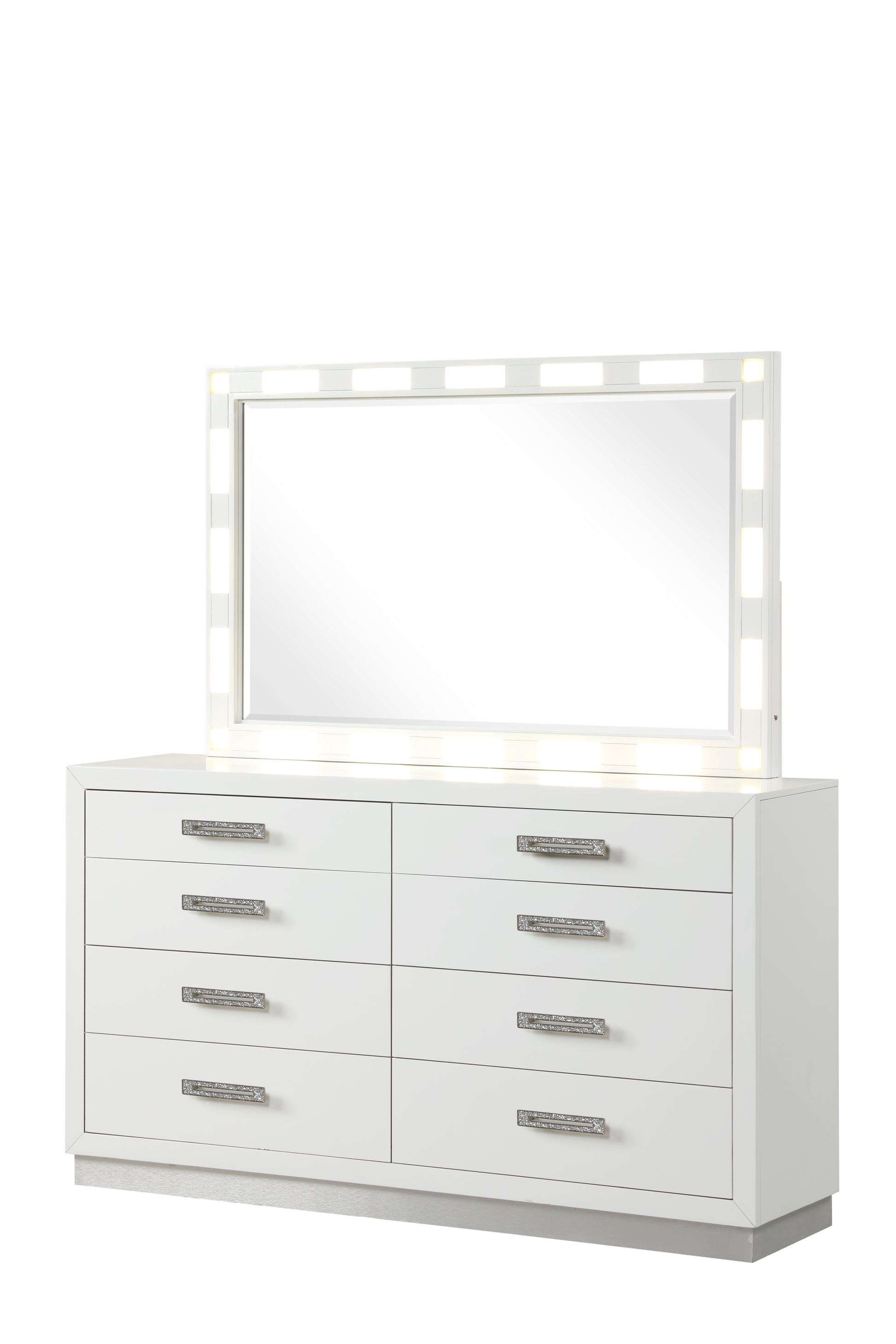 Coco Modern Style 8 Drawer Dresser Made With Wood In Milky White White Drawer 5 Drawers & Above Ball Bearing Glides Bedroom Contemporary,Modern White Solid Wood Mdf Wood