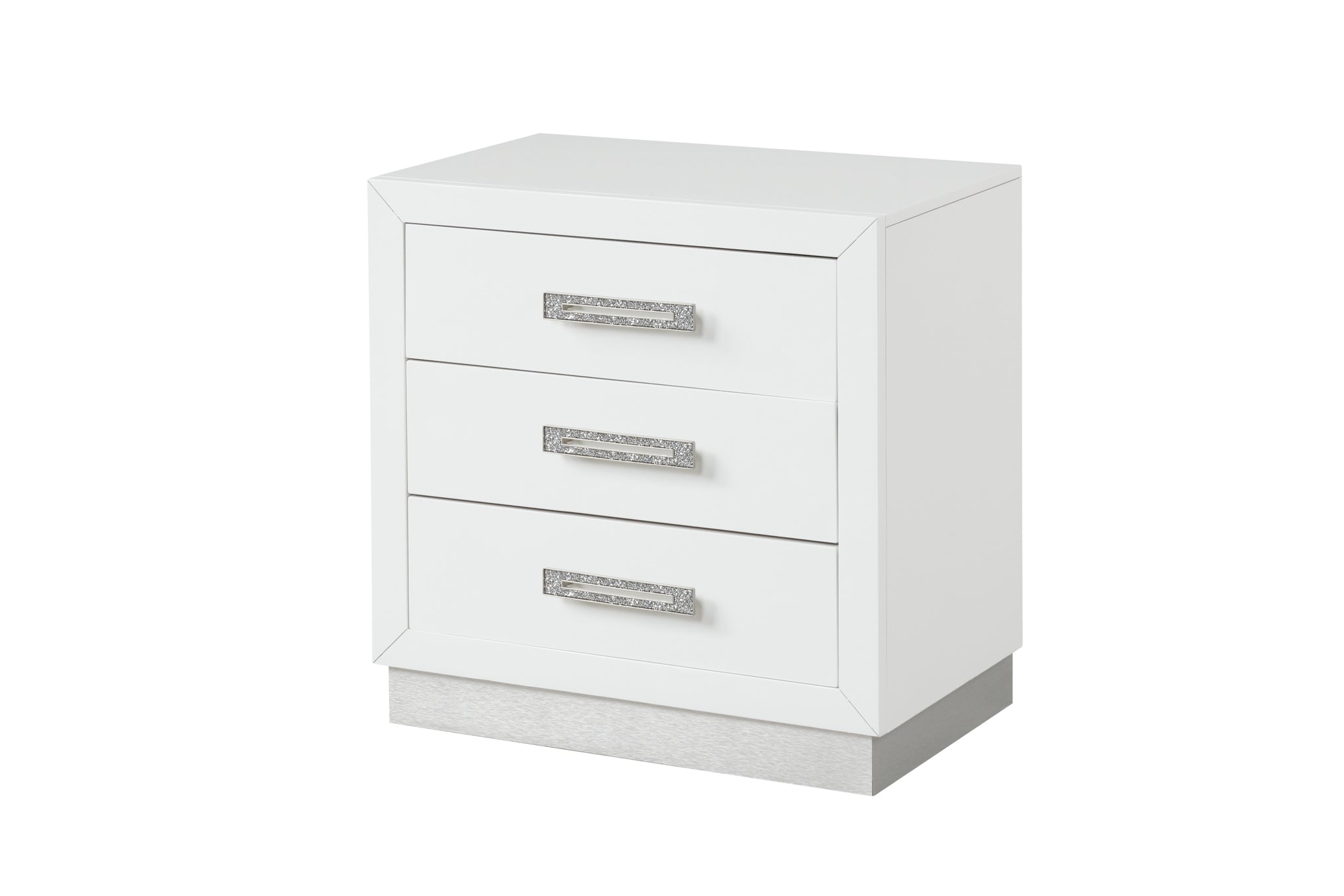 Coco Nightstand Made With Wood In Milky White Color White 3 Drawers Bedroom Rectangle Contemporary,Modern Drawers White Solid Wood Mdf Wood