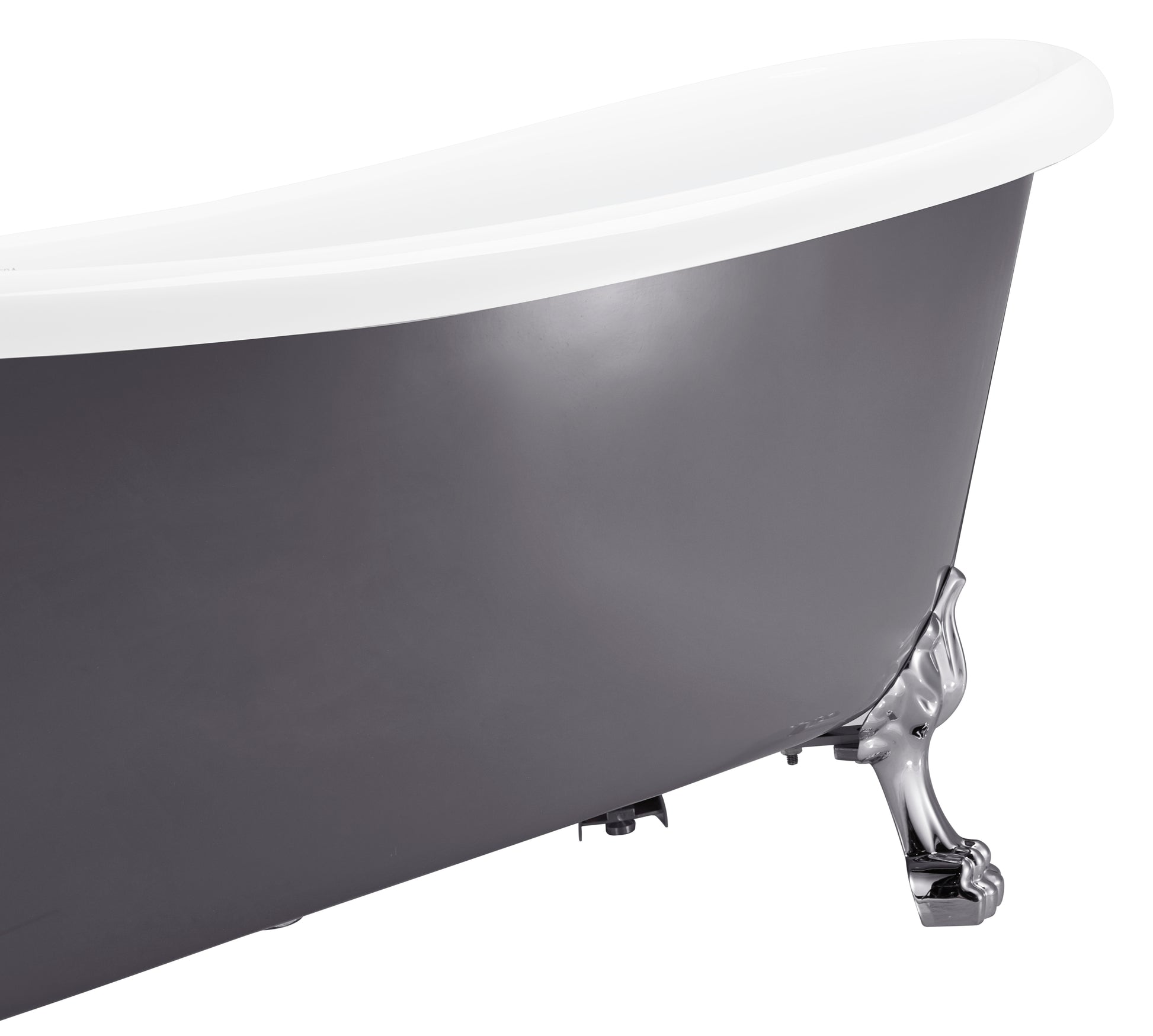 67" 100% Acrylic Freestanding Bathtub Contemporary Soaking Tub White Inside And Gray Outside Gray Acrylic