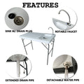 Outdoor Fish And Game Cutting Cleaning Table W Sink And Faucet Off White Hdpe