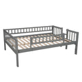 Full Over Full Over Full Triple Bed With Built In Ladder And Slidetriple Bunk Bed With Guardrails, Gray Old Sku :Lp000052Aae Gray Solid Wood