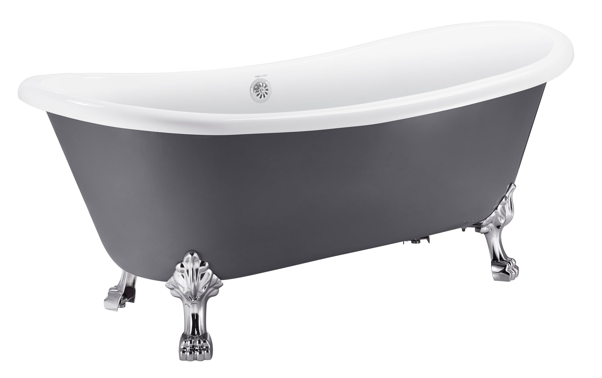 67" 100% Acrylic Freestanding Bathtub Contemporary Soaking Tub White Inside And Gray Outside Gray Acrylic