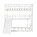 Full Over Full Over Full Triple Bed With Built In Ladder And Slidetriple Bunk Bed With Guardrails, White Old Sku :Lp000052Aak White Solid Wood