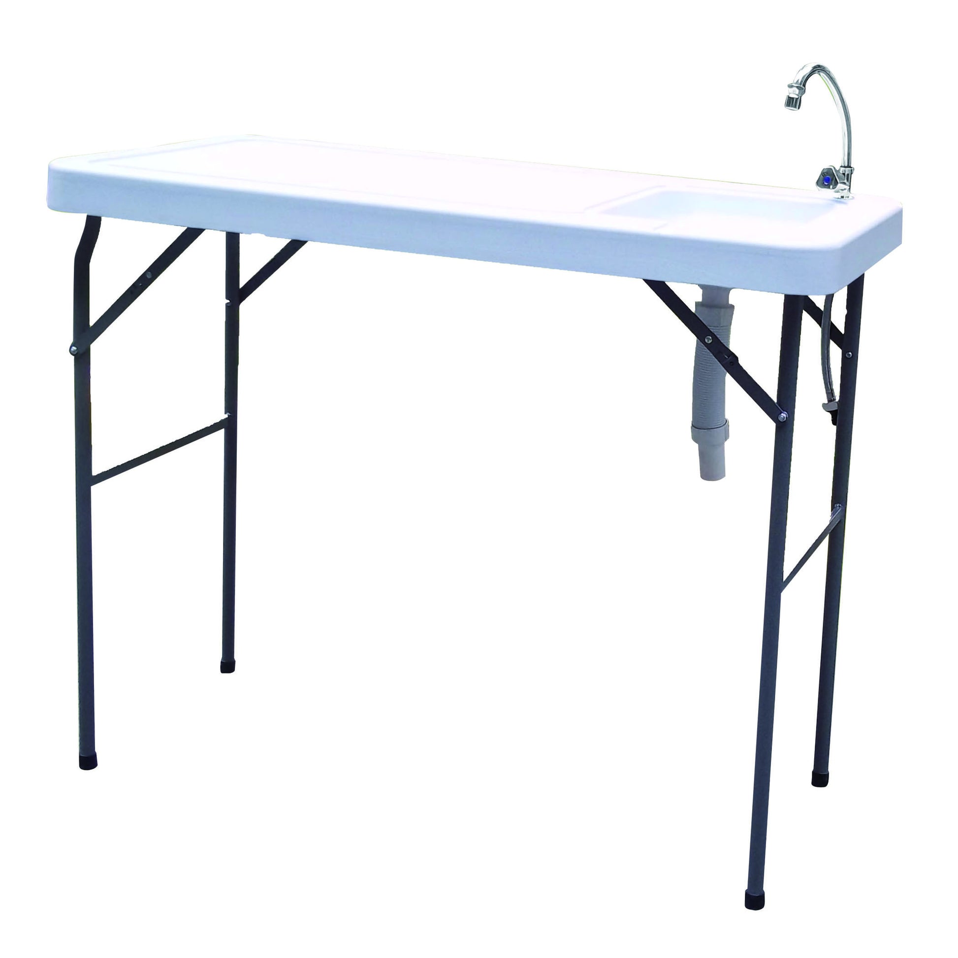 Outdoor Fish And Game Cutting Cleaning Table W Sink And Faucet Off White Hdpe
