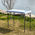 Outdoor Fish And Game Cutting Cleaning Table W Sink And Faucet Off White Hdpe