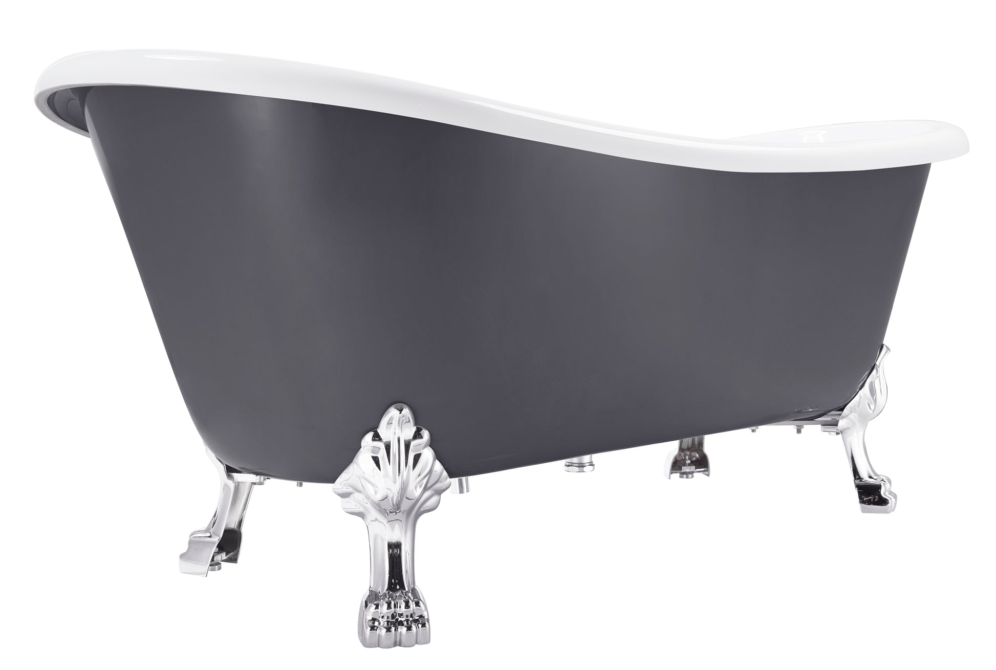 67" 100% Acrylic Freestanding Bathtub Contemporary Soaking Tub White Inside And Gray Outside Gray Acrylic