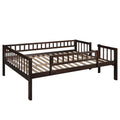 Full Over Full Over Full Triple Bed With Built In Ladder And Slidetriple Bunk Bed With Guardrails, Espresso Old Sku :Lp000052Aap Espresso Solid Wood