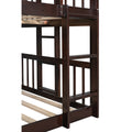 Full Over Full Over Full Triple Bed With Built In Ladder And Slidetriple Bunk Bed With Guardrails, Espresso Old Sku :Lp000052Aap Espresso Solid Wood