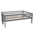 Full Over Full Over Full Triple Bed With Built In Ladder And Slidetriple Bunk Bed With Guardrails, Gray Old Sku :Lp000052Aae Gray Solid Wood