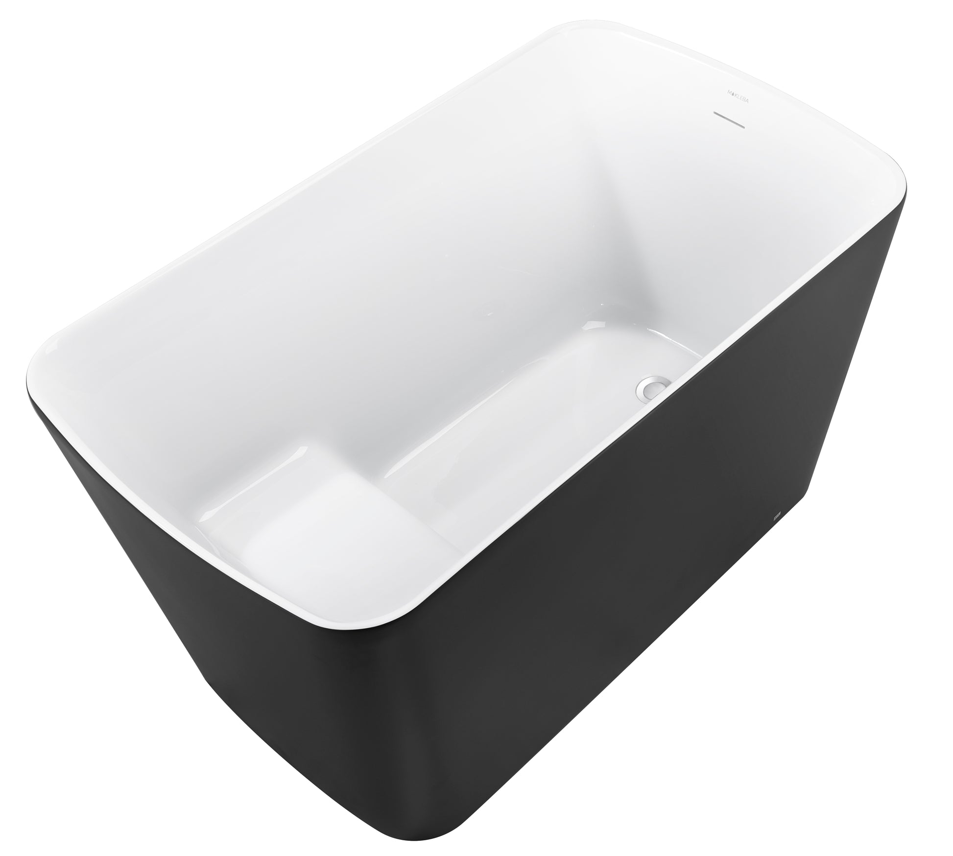 47" 100% Acrylic Freestanding Bathtub Contemporary Soaking Tub White Inside Black Outside Black Acrylic