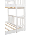 Full Over Full Over Full Triple Bed With Built In Ladder And Slidetriple Bunk Bed With Guardrails, White Old Sku :Lp000052Aak White Solid Wood