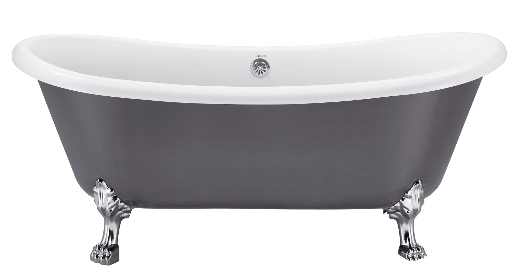 67" 100% Acrylic Freestanding Bathtub Contemporary Soaking Tub White Inside And Gray Outside Gray Acrylic