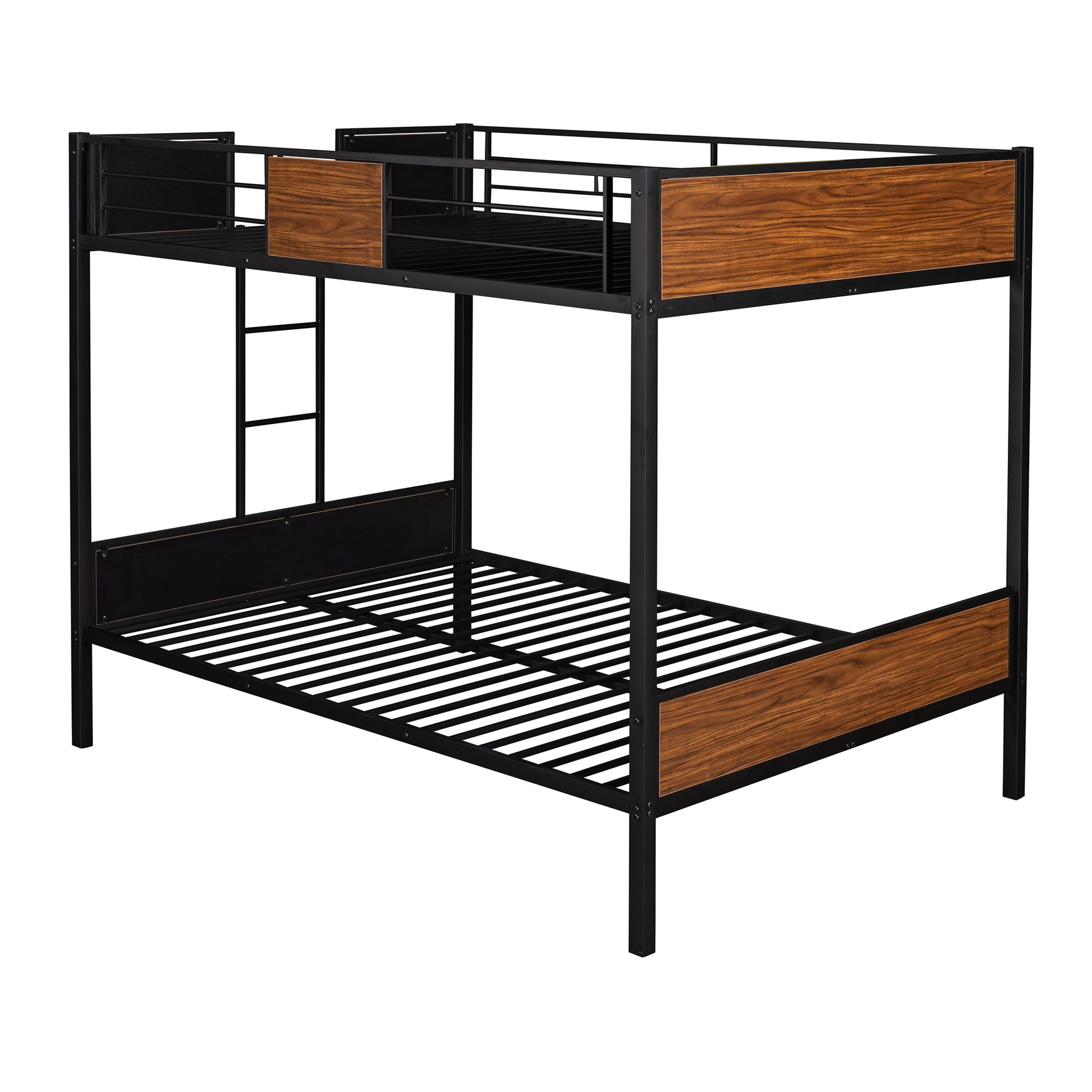 Full Over Full Bunk Bed Modern Style Steel Frame Bunk Bed With Safety Rail, Built In Ladder For Bedroom, Dorm, Boys, Girls, Adults Old Sku: Mf190840Aad Full Brown Metal