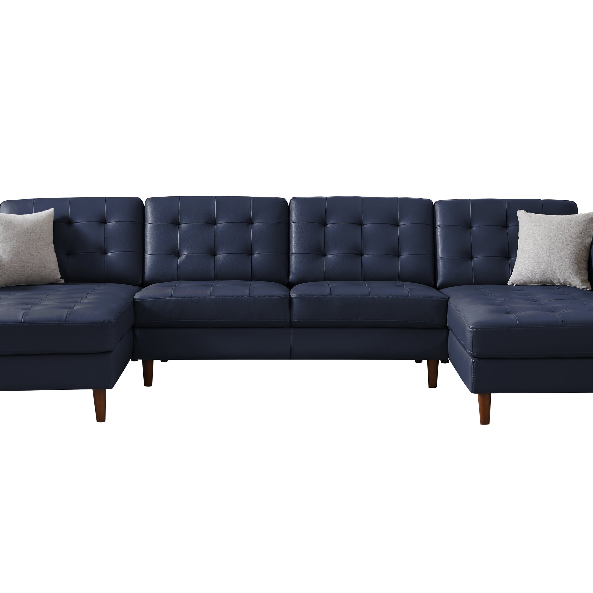 U Shaped Sofa Tech Pu Leather Blue Leather