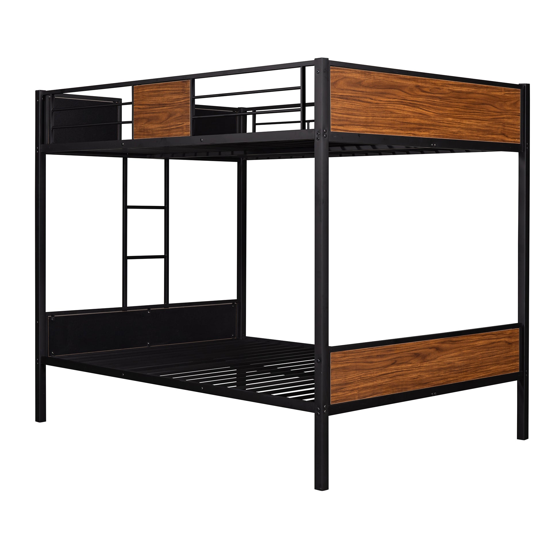 Full Over Full Bunk Bed Modern Style Steel Frame Bunk Bed With Safety Rail, Built In Ladder For Bedroom, Dorm, Boys, Girls, Adults Old Sku: Mf190840Aad Full Brown Metal