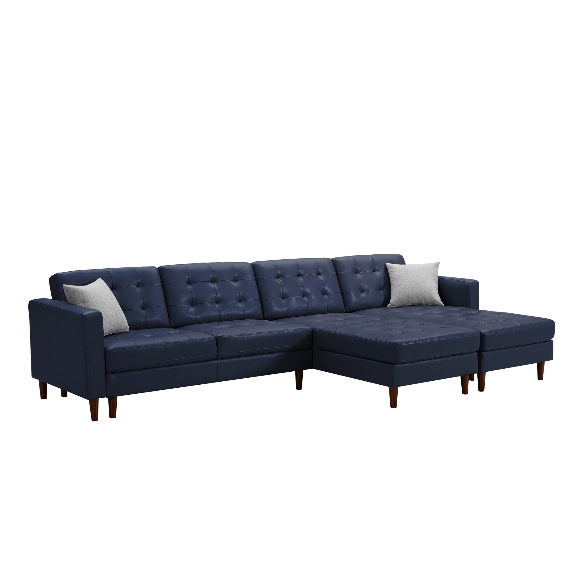 U Shaped Sofa Tech Pu Leather Blue Leather