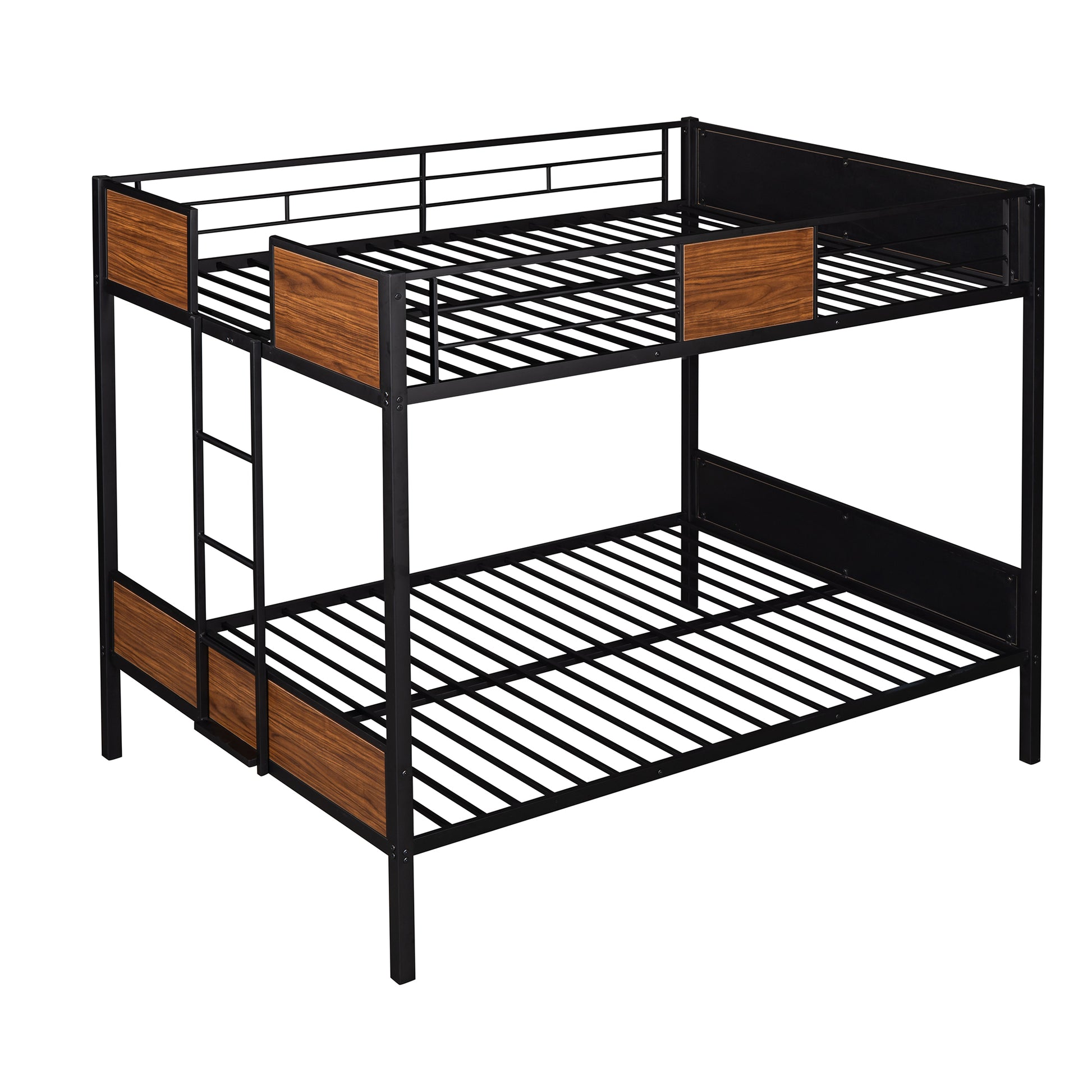 Full Over Full Bunk Bed Modern Style Steel Frame Bunk Bed With Safety Rail, Built In Ladder For Bedroom, Dorm, Boys, Girls, Adults Old Sku: Mf190840Aad Full Brown Metal