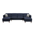 U Shaped Sofa Tech Pu Leather Blue Leather