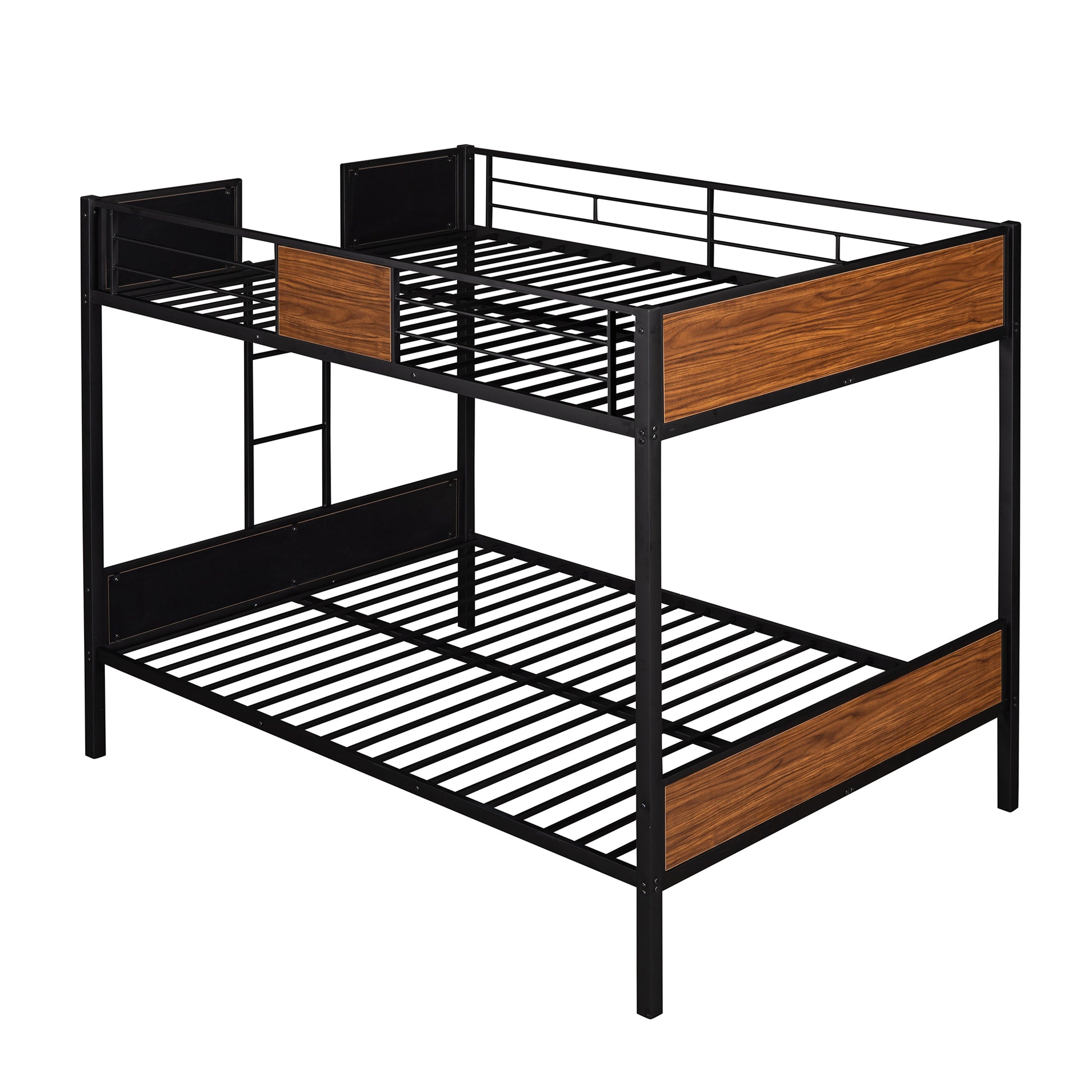 Full Over Full Bunk Bed Modern Style Steel Frame Bunk Bed With Safety Rail, Built In Ladder For Bedroom, Dorm, Boys, Girls, Adults Old Sku: Mf190840Aad Full Brown Metal