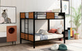 Full Over Full Bunk Bed Modern Style Steel Frame Bunk Bed With Safety Rail, Built In Ladder For Bedroom, Dorm, Boys, Girls, Adults Old Sku: Mf190840Aad Full Brown Metal