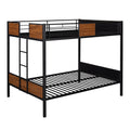 Full Over Full Bunk Bed Modern Style Steel Frame Bunk Bed With Safety Rail, Built In Ladder For Bedroom, Dorm, Boys, Girls, Adults Old Sku: Mf190840Aad Full Brown Metal