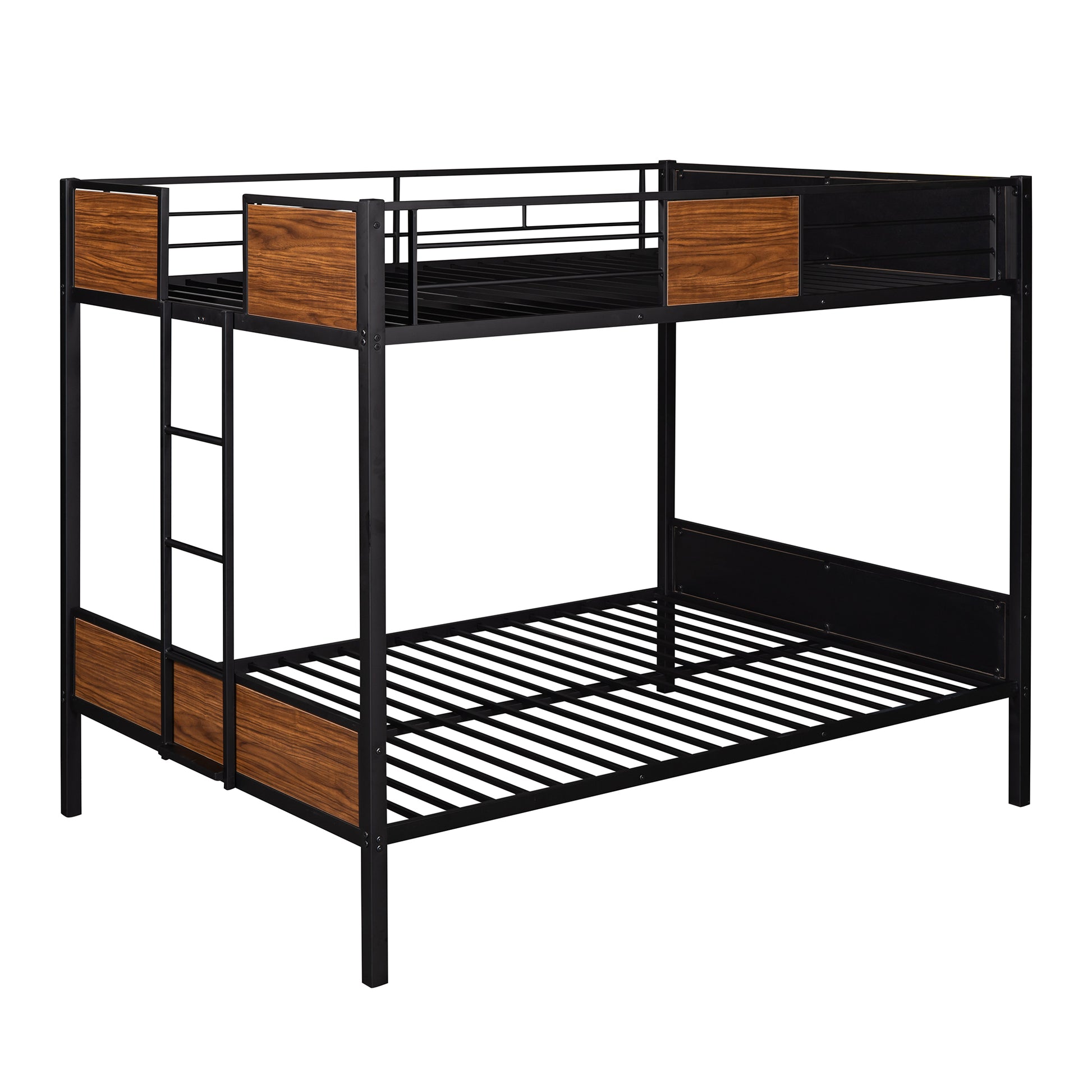 Full Over Full Bunk Bed Modern Style Steel Frame Bunk Bed With Safety Rail, Built In Ladder For Bedroom, Dorm, Boys, Girls, Adults Old Sku: Mf190840Aad Full Brown Metal