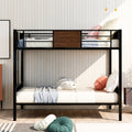 Full Over Full Bunk Bed Modern Style Steel Frame Bunk Bed With Safety Rail, Built In Ladder For Bedroom, Dorm, Boys, Girls, Adults Old Sku: Mf190840Aad Full Brown Metal