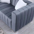 A Modern Channel Sofa Take On A Traditional Chesterfield,Grey Color,3 Seater Grey Velvet