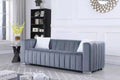 A Modern Channel Sofa Take On A Traditional Chesterfield,Grey Color,3 Seater Grey Velvet