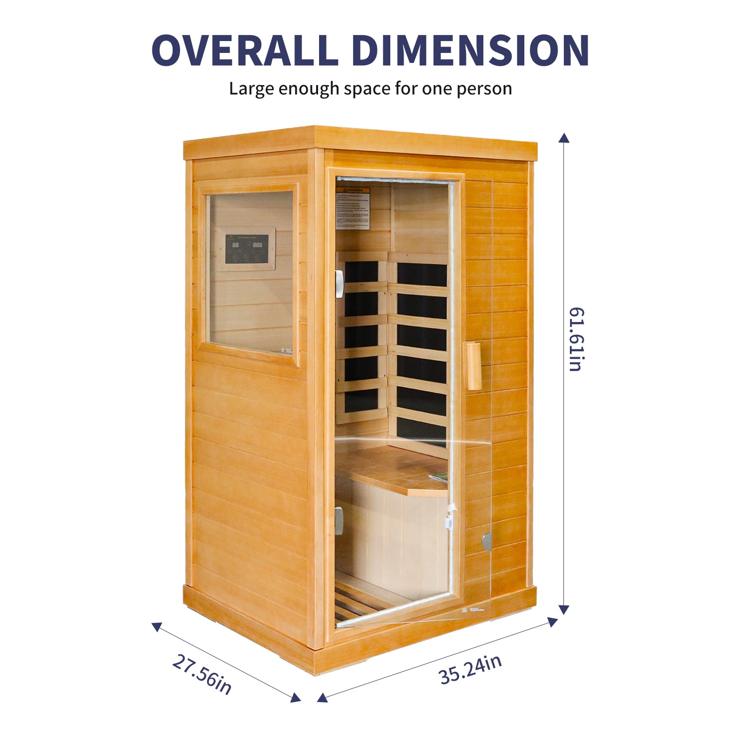 Infrared Sauna Room Single Room Natural Metal & Wood Solid Wood